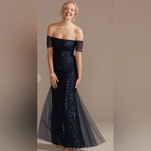 GALINA SIGNATURE sequin off the shoulder sheath maxi dress Size 18
